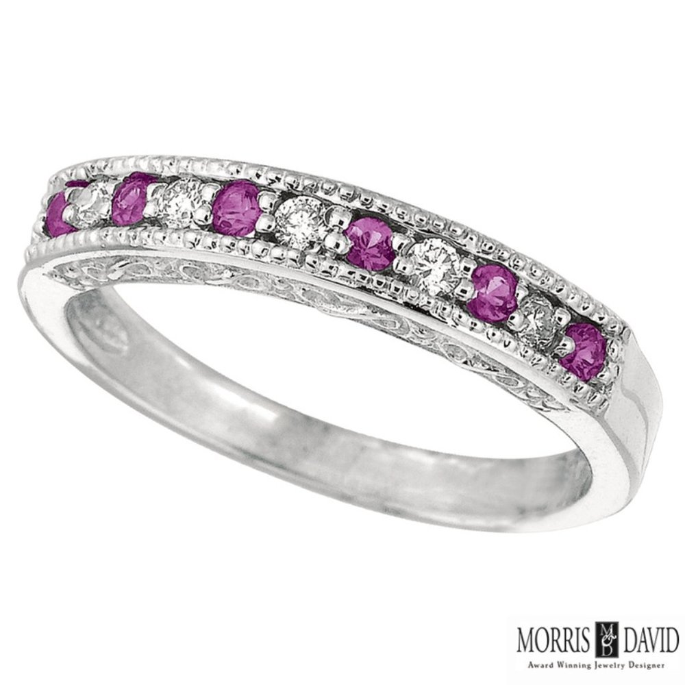 ROSE SAPPHIRE AND DIAMOND RING, 14K WHITE GOLD